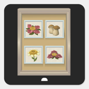 Glitch furniture wall decor flower painting square sticker