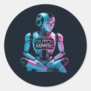 ❤️GLITCH HAPPENS! Funny Ai Chatbot Companion Memes Classic Round Sticker