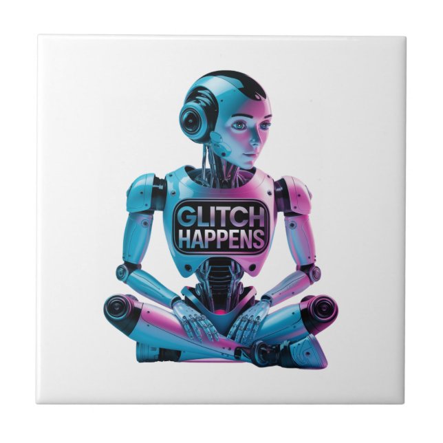 ❤️GLITCH HAPPENS! Funny Ai Chatbot Companion Memes Tile (Front)