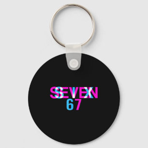 Glitch Optical Illusion Funny Six Seven 67 Meme Ge Keychain