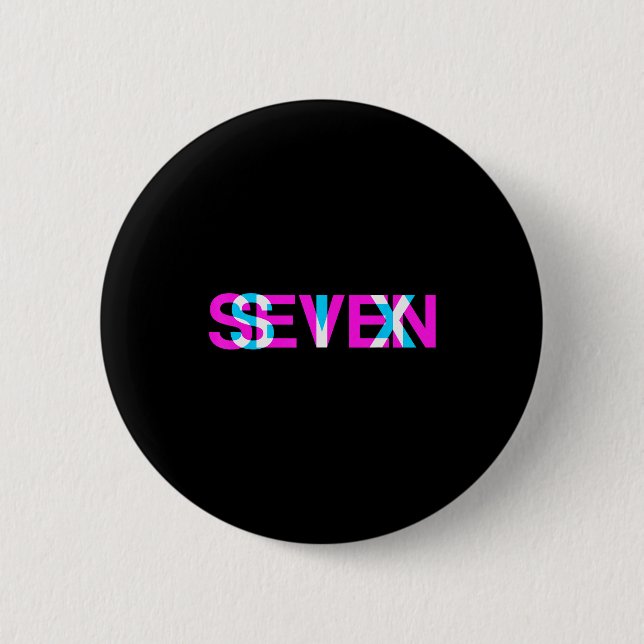 Glitch Optical Illusion Six Seven 6 7 Meme Gen Alp 2 Inch Round Button (Front)