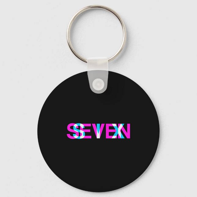 Glitch Optical Illusion Six Seven 6 7 Meme Gen Alp Keychain (Front)