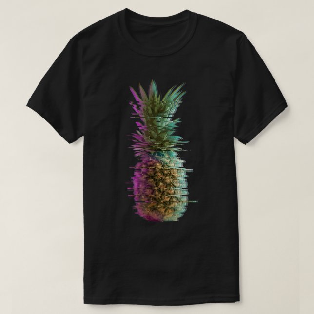 Glitch Pineapple Vaporwave Art T-Shirt (Design Front)