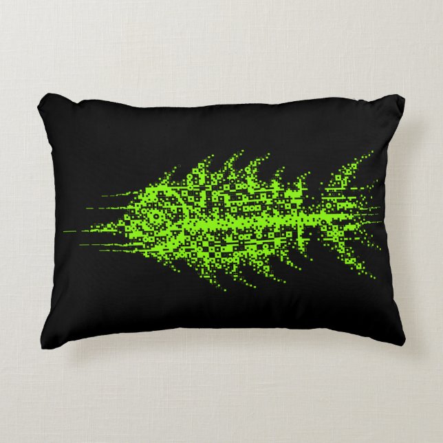 Glitch Pixel Code Fish Accent Pillow (Front)