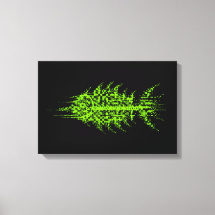 Glitch Pixel Code Fish Wall Art