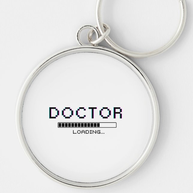 Glitch Pixel Doctor Loading Humour Keychain (Front)