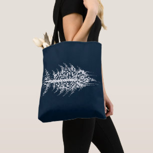Glitch Pixel White Fish Tote Bag