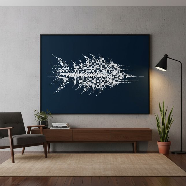 Glitch Pixel White Fish Wall Art (Creator Uploaded)