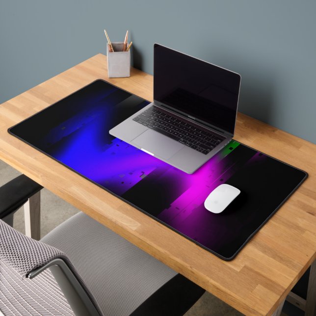 Glitch Plasma Black Desk Mat (Office 2)