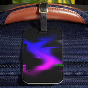 Glitch Plasma Black Luggage Tag