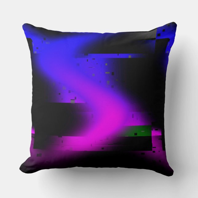 Glitch Plasma Black Throw Pillow (Front)