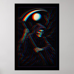 Glitch Reaper – Grim Death in RGB Poster