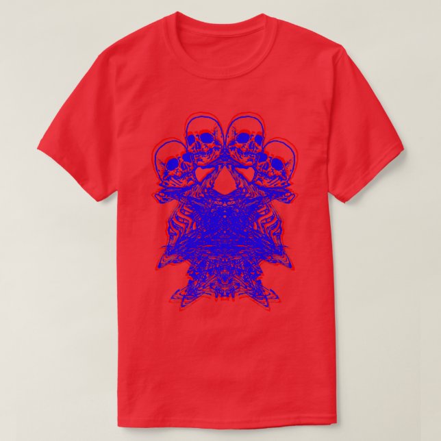 Glitch Skeleton Pattern Trippy EBoy EGirl Punk Aes T-Shirt (Design Front)