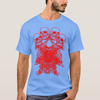 Glitch Skeleton Pattern Trippy EBoy EGirl Punk Red T-Shirt