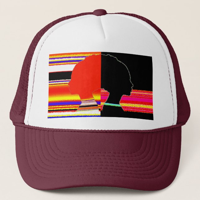 Glitch Split Profile – Pop Art Trucker Cap (Front)