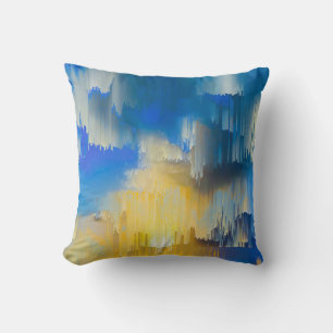 Glitch Sunset Abstract Landscape Throw Pillow