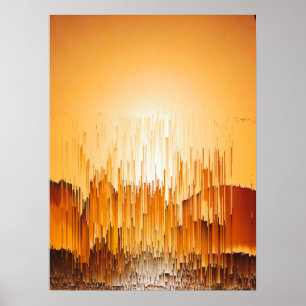Glitch Sunset Landscape Decor