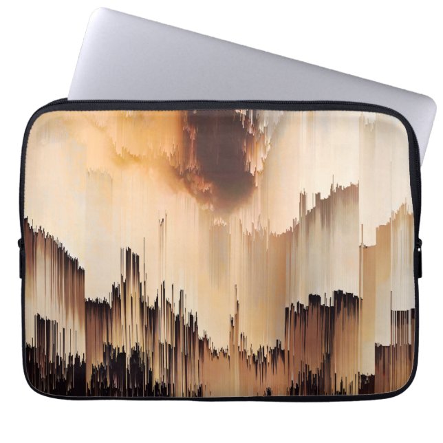 Glitch Sunset Sky Abstract Art Laptop Sleeve (Front)