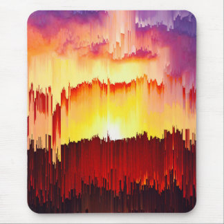 Glitch Sunset Sky Abstract Art Mouse Pad