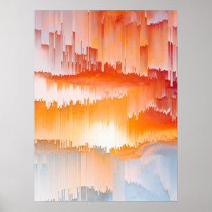Glitch Sunset Sky Abstract Art Poster