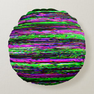 Glitch tech abstract pattern round pillow