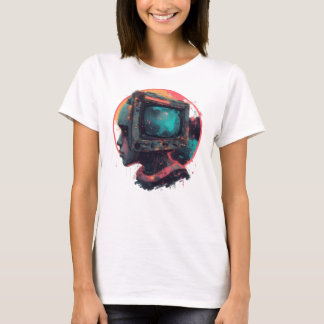 Glitch Tv Head Cyberpunk Retro Futuristic Aesthete T-Shirt