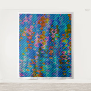Glitch Wave Interference   Psychedelic Op Art Tapestry