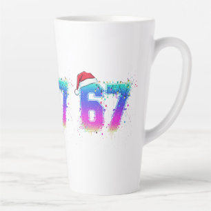 Glitchcore Cyber Christmas Tree 67 Neon Meme Shirt Latte Mug