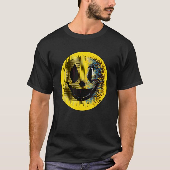 Glitchcore Digital Face Algorithmic Digital Art T-Shirt (Front)