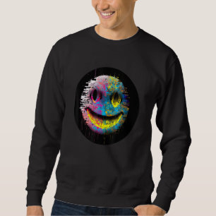 Glitchcore Digital Face Algorithmic Nerdcore Art Sweatshirt