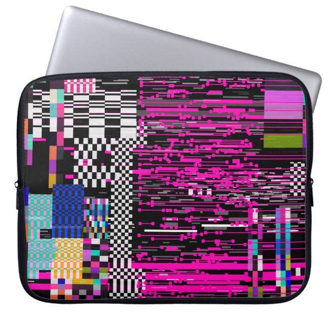 Glitched retro VHS screen with flickers and broken Laptop Sleeve (Front)