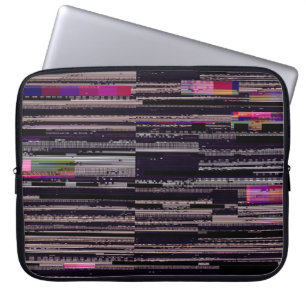 Glitched TV screen with broken pixels. Abstract fu Laptop Sleeve