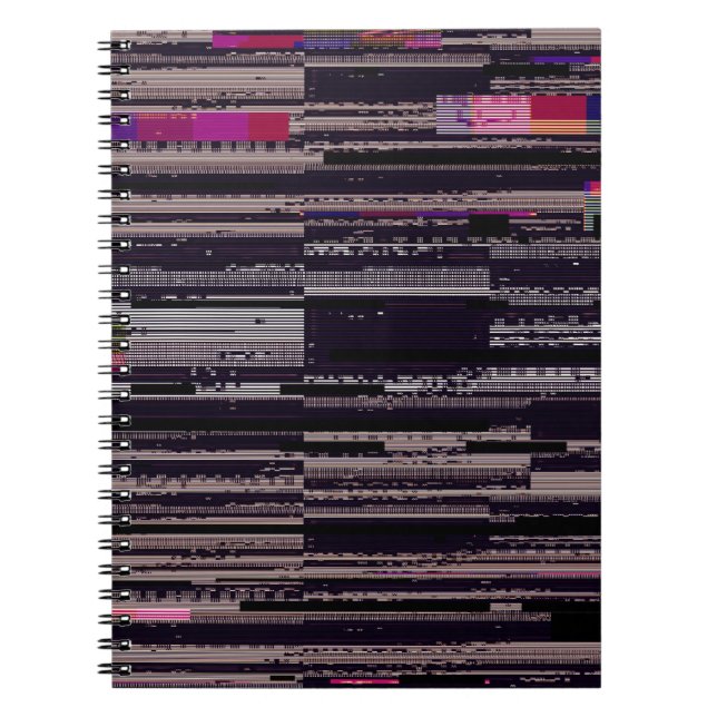 Glitched TV screen with broken pixels. Abstract fu Notebook (Front)