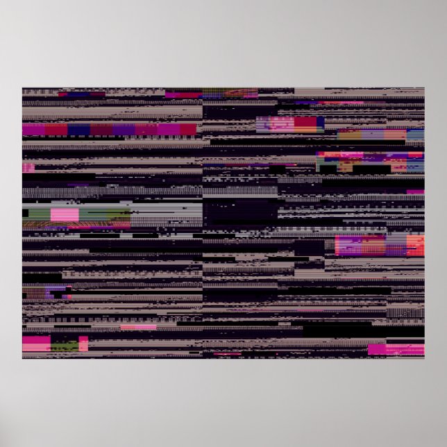 Glitched TV screen with broken pixels. Abstract fu Poster (Front)