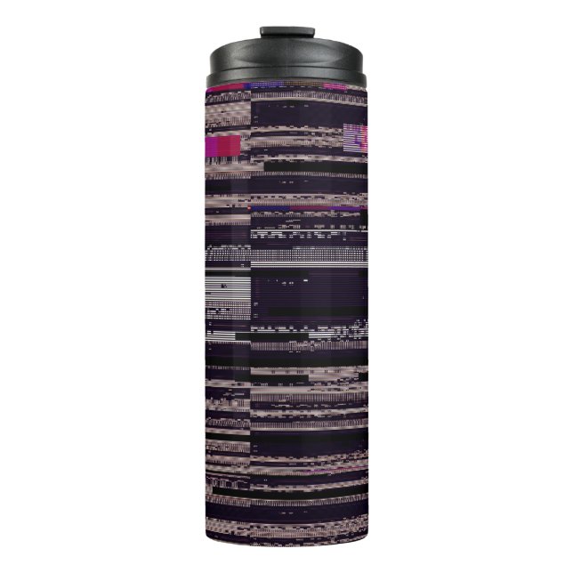 Glitched TV screen with broken pixels. Abstract fu Thermal Tumbler (Front)