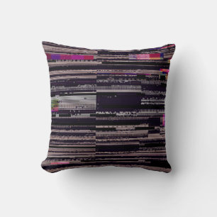 Glitched TV screen with broken pixels. Abstract fu Throw Pillow