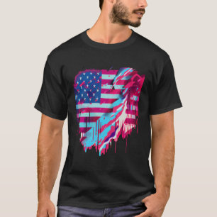 Glitched Vaporwave American Flag T-Shirt