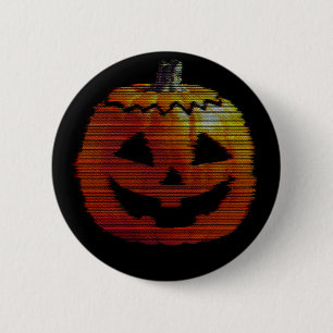 Glitchy TV Pumpkin 2 Inch Round Button