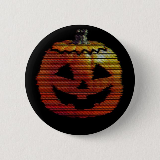 Glitchy TV Pumpkin 2 Inch Round Button (Front)