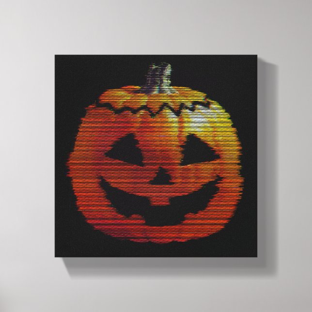 Glitchy TV Pumpkin Canvas Print (Front)