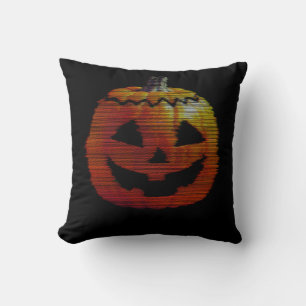 Glitchy TV Pumpkin Throw Pillow