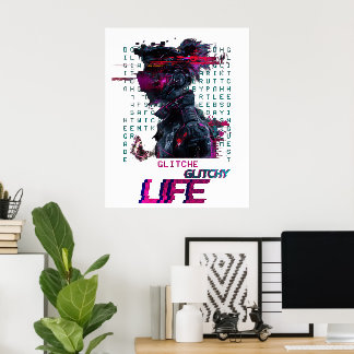 Glitchy Vibes - Futuristic Digital Art Poster