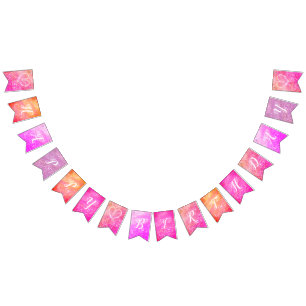Glitering Heart Colourful Birthday bunting banner