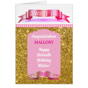 Glitsy! Personalized Sweet 16 Birthday Card