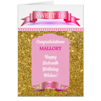 Glitsy! Personalized Sweet 16 Birthday Card