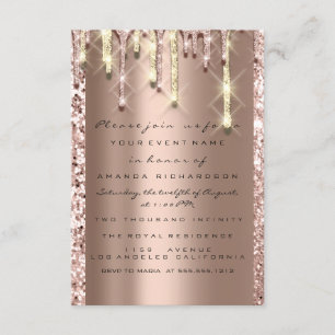 Glitter 3D Drips Rose Bridal Sweet 16th Sparkly Invitation