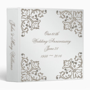 Glitter 60th Wedding Anniversary 1.5" Binder