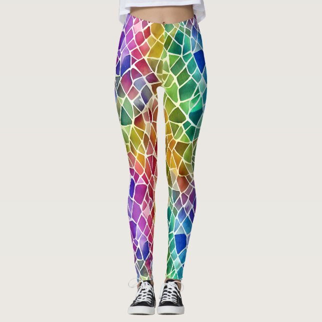 Glitter Abstract Geometric Octagon Leggings (Front)