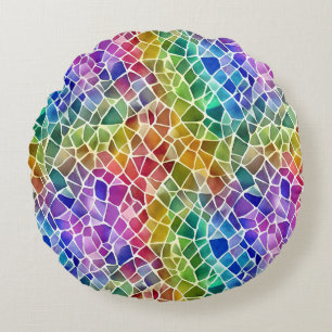 Glitter Abstract Geometric Octagon Round Pillow