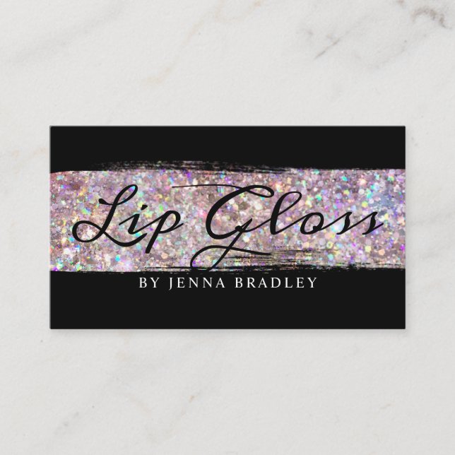 Glitter Abstract Makeup Lip Gloss Stylish Chic Business Card (Front)